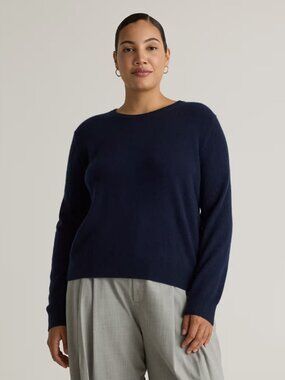 Quince Mongolian Cashmere Crewneck Sweater in True Navy large